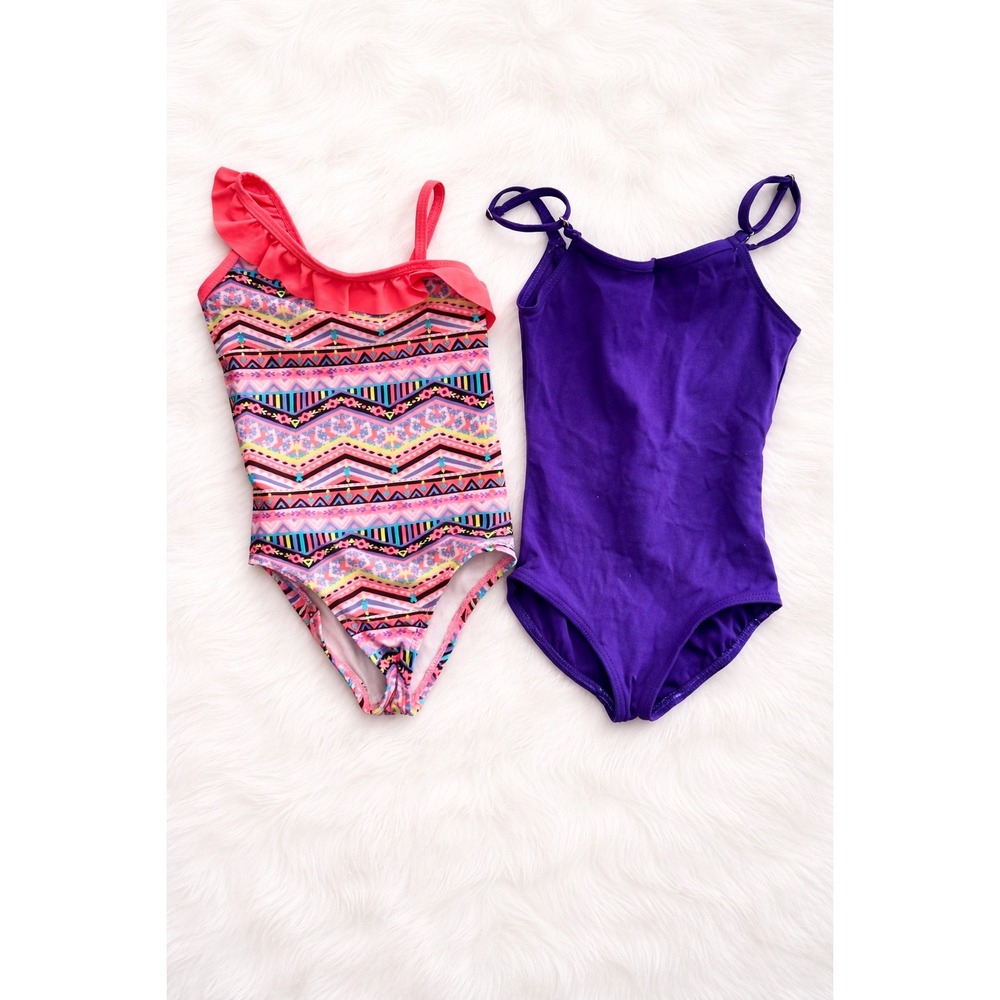 Girls Size 4/5 Swimsuit Bundle Arizona One Piece Colorful Boho Summer Swimwear